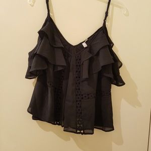 Black open shoulder top